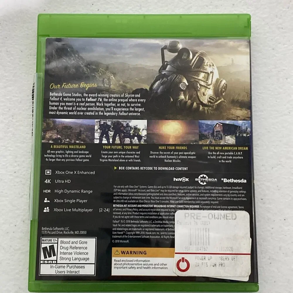 Xbox One Bundle Lot 4 Games Gears Of War 4 Ultimate Ed Fallout 76 Wolfenstein 2